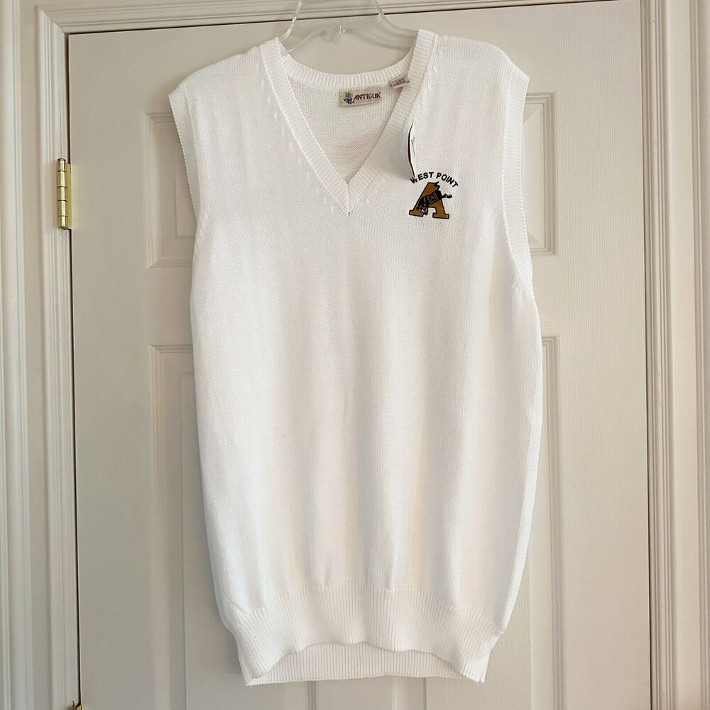 West Point Vintage USMA V Neck Pullover Sweater Knit Vest White Mens XL NWT New